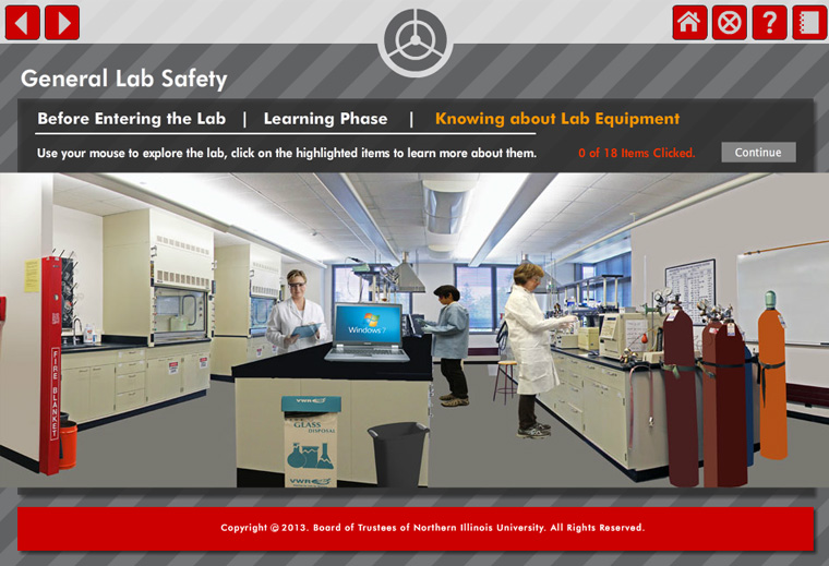 Screen capture of knowing about the lab screen